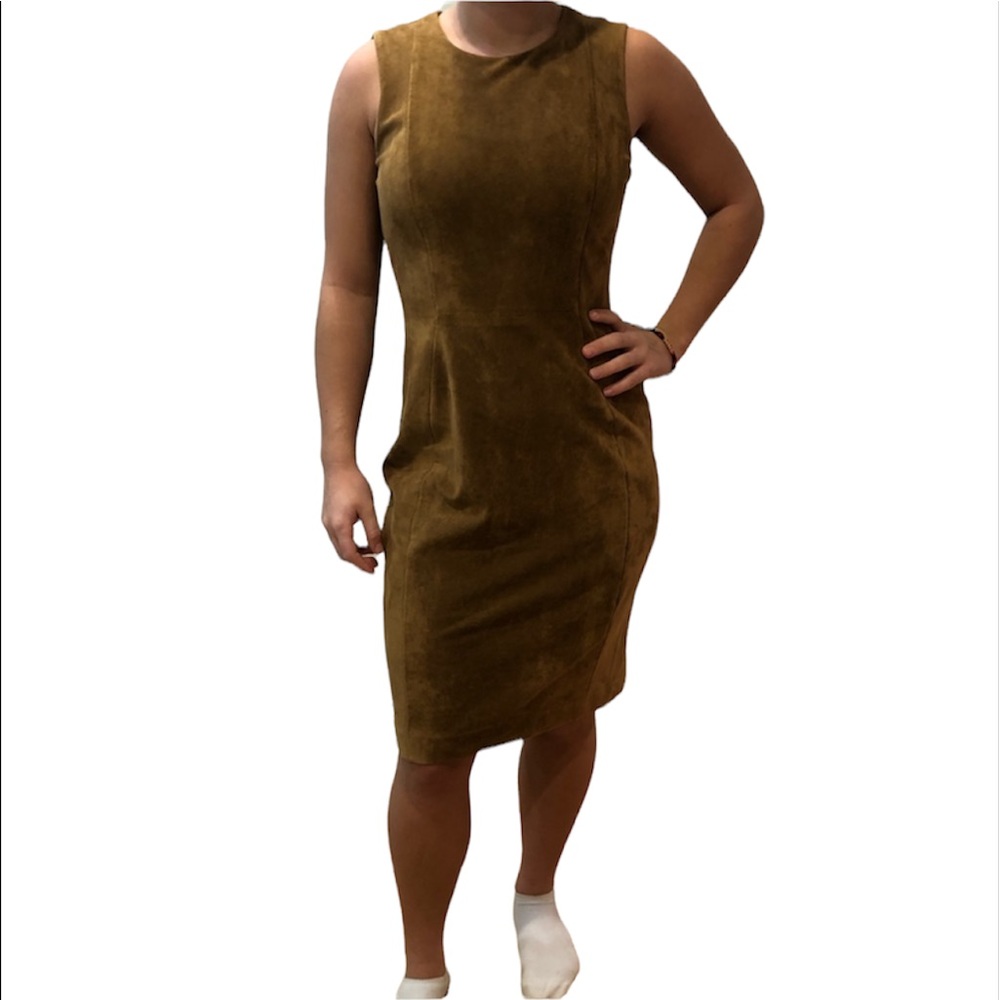 Calvin Klein faux suede sleeveless dress womens small